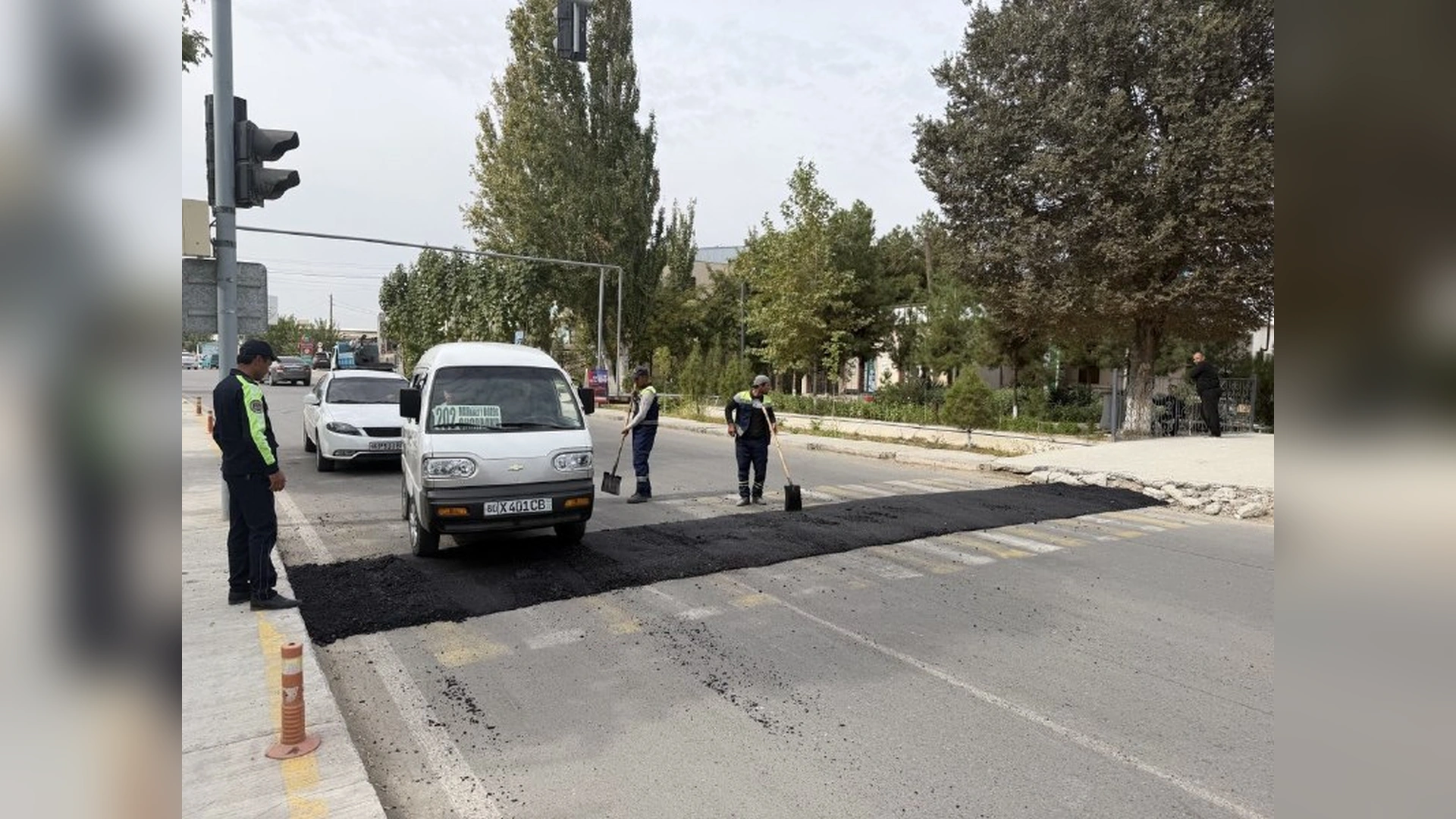 25-maktab yonida piyodalar xavfsizligi uchun yo‘l ishlari